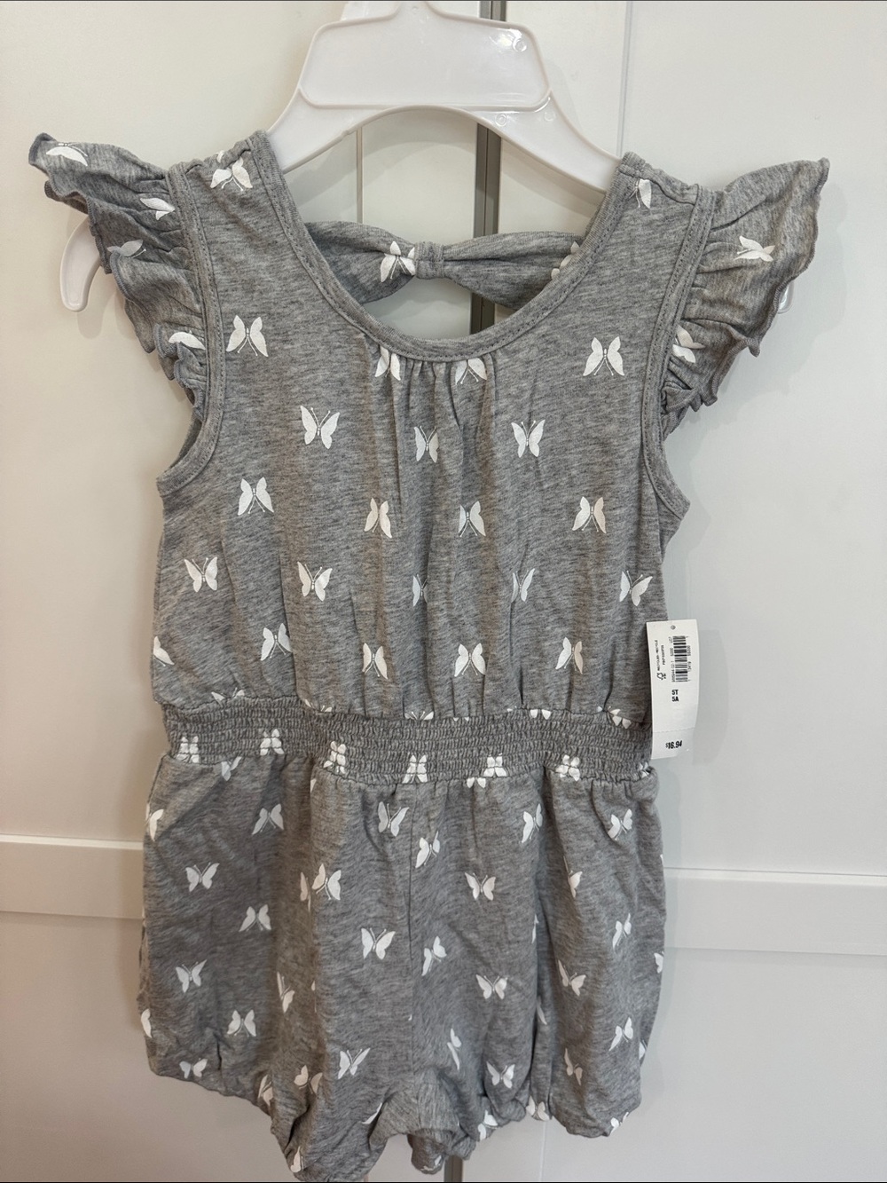 Old Navy Gray Butterfly Print Girls Romper